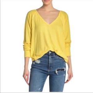 NWOT Free People Yellow Soft Knit Dolman Top - Size XS